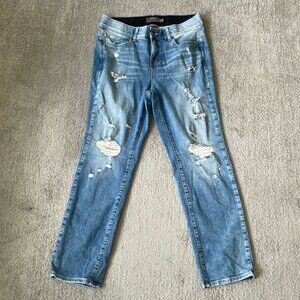 EC Torrid Bombshell Straight Light Wash Distressed Jeans Size 14R